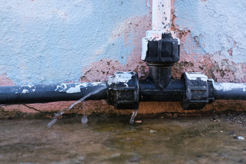 Water leakage  from old pipe.