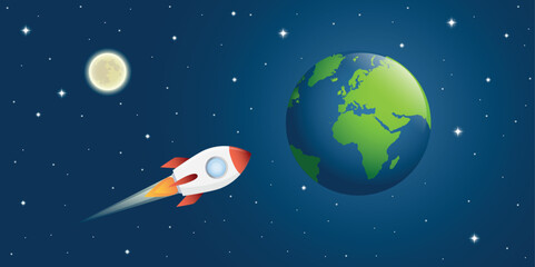 Fototapeta premium rocket ship is flying back to earth vector illustration EPS10