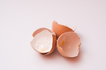 egg shells shot on a plain white background.