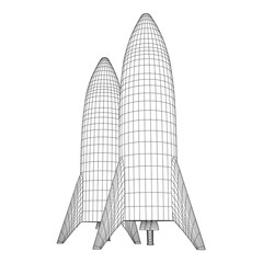Modern Rocket Ready to Launch. Abstract model wireframe low poly mesh vector illustration