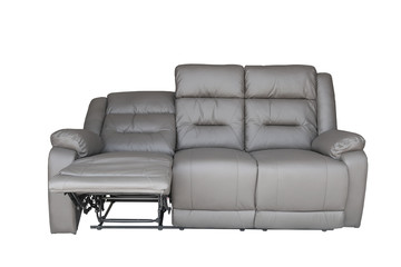 Gray sofa recliner isolated on white background