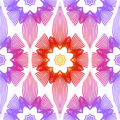 Seamless Line Geometric Floral Pattern. Abstract Geometry Flower. Vector Illustration. Interior Decoration, Wallpaper, Presentation, Fashion Design. Purple gradient color