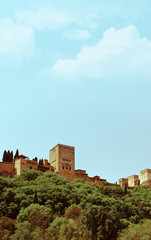 Obraz premium vintage picture of ancient arabic fortress of Alhambra, Granada, Spain