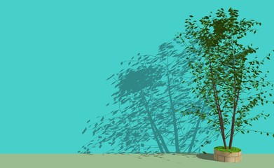 Illustration of a wall background with trees