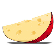 Cheese icon. Vector illustration of a piece of cheese. Piece of cheese hand drawn..