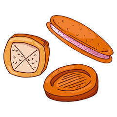 Set cookies icon. Vector illustration of cookies. Biscuit hand drawn..