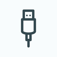 USB gadget outline icon, usb cable plug vector icon