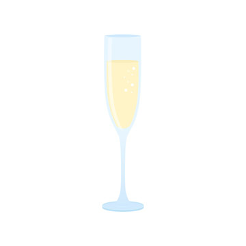 Flat icon glass of champagne isolated on white background. Vector illustration.