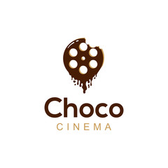 Melted Cinema Chocolate Film Logo Creative Concept Vector Design Template