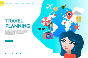 Web page template of business apps. Travel planning. Modern vector illustration concept for website and mobile website development.