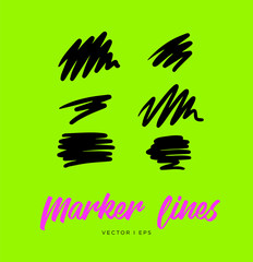 Vector pen scribble, marker line sketch hatch.