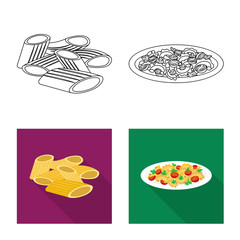 Vector design of pasta and carbohydrate logo. Set of pasta and macaroni stock symbol for web.