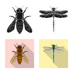 Vector illustration of insect and fly icon. Collection of insect and element stock symbol for web.