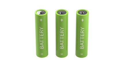 three green isolated batteries