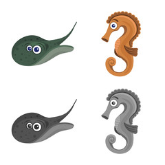 Isolated object of sea and animal icon. Collection of sea and marine stock symbol for web.