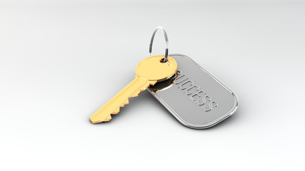 gold key with success tag