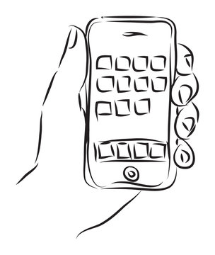 hand with a phone illustration