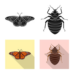 Isolated object of insect and fly symbol. Collection of insect and element stock vector illustration.