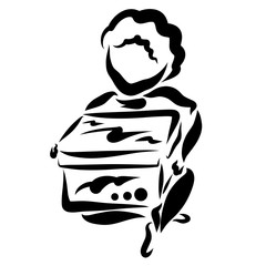 child sitting with a big box in their hands