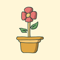 hand drawn flowers in pots illustration vector