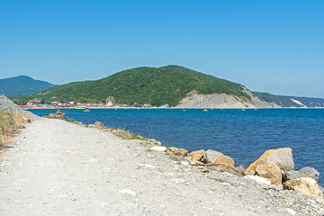 View of the beach and the mountain Hedgehog in Arkhipo-Osipovka