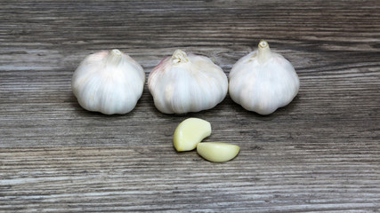 garlic on wooden table