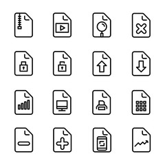 office file paper document line icon set