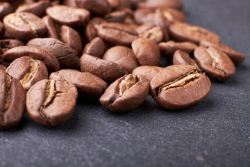 fragrant roasted coffee beans close-up