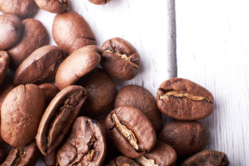 fragrant roasted coffee beans close-up