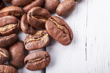 fragrant roasted coffee beans close-up