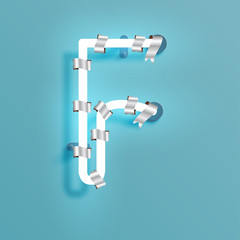 Neon font from a fontset with Christmas decoration pine, vector illustration