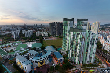 Singapore housing estate cityscape during sunset in Singapore