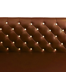 shameless beautiful leather sofa, isolated background of white buttoned on luxury colorful brown leather pattern, Vip luxury bright brown leather with buttons, vintage leather cushion brown color
