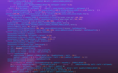 Programming code script on purple background