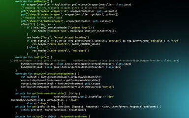Programming code script on dark blue background