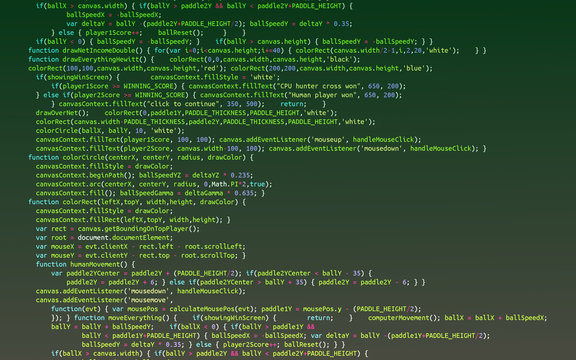 Programming code script on green background