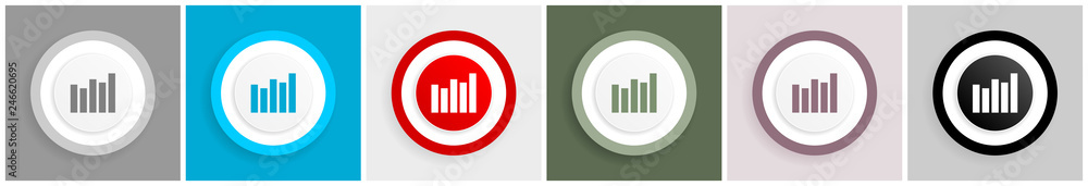Aufkleber Graph icon set, vector illustrations in 6 options for web design and mobile applications
