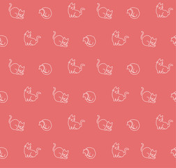 Hand drawn cats seamless pattern, vector illustration