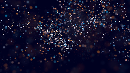 Fototapeta na wymiar Abstract colorful bokeh defocused particles on the black background