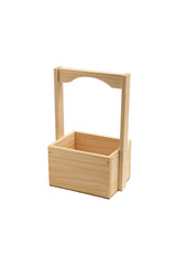 Empty wooden box with handle