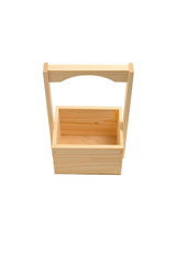 Empty wooden box with handle