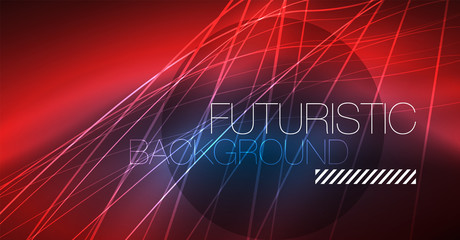 Neon glowing magic background, neon banner, night sky wallpaper. Magic light effect. Christmas abstract pattern.