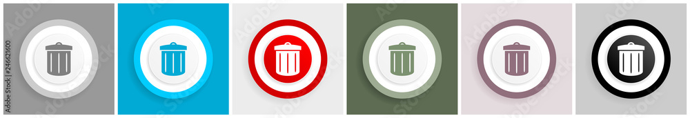 Aufkleber recycle icon set, vector illustrations in 6 options for web design and mobile applications