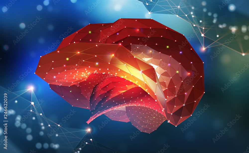 Aufkleber brain. cyber mind and digital neural networks. artificial intelligence in the civilization of the fu