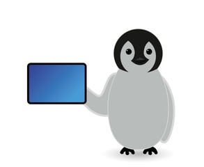 penguin using latest tablet model in the market