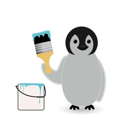 penguin doing paint job