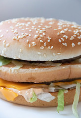 Big burger. Food fast food restaurant. Wrong food. Cholesterol