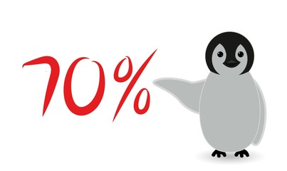 penguin showing some offer sign and doing some marketing sales