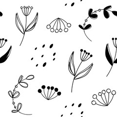 Vector floral seamless pattern. Doodle style