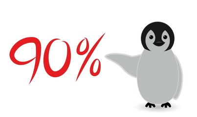 penguin showing some offer sign and doing some marketing sales